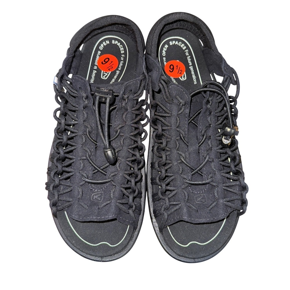 NEW Keen Uneek II Open-Toe Sandals Womens 9.5 Black 1027297 Corded Sneaker Shoes